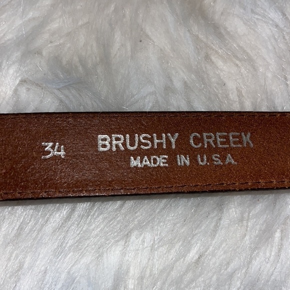 BROWN cowhide Leather belt zebra texture unisex made in USA brass buckle size 34 - Picture 12 of 15